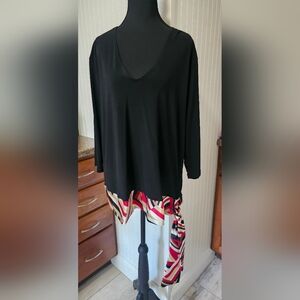 Lane Bryant Black Tunic with Satin Sash Hem 18/20